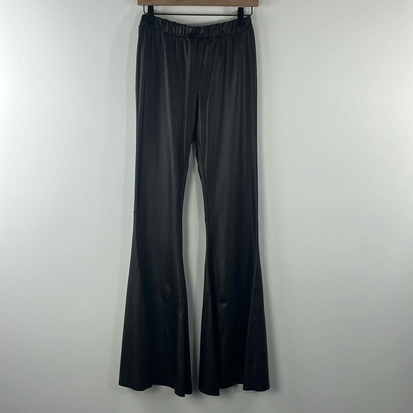 Saints & Hearts Faux Leather Animal Print Bell Flare Pull On Pants Womans Size M - Picture 1 of 11